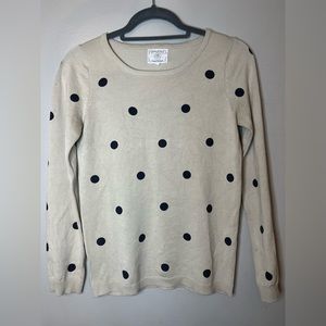 Light weight polka dot sweater beige w/ black dots